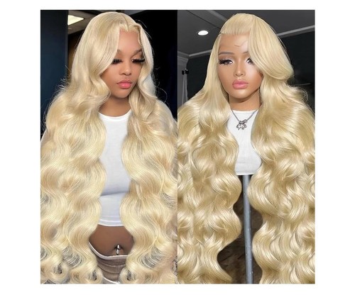 42 Inch 613 13x6 Lace Front Wig Human Hair 200 Density Blonde Body Wave Lace ...