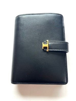 Tod s Leather Bifold Wallet Black Pink Logo Hardware Italy Compact Luxury
