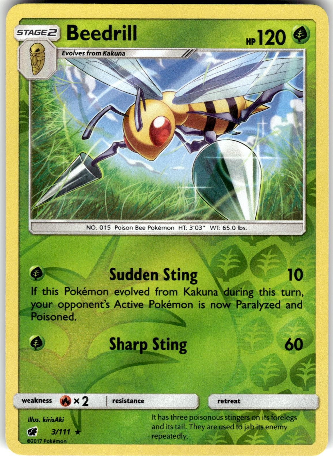 Beedrill Reverse Holo 3/111 - Crimson Invasion NM