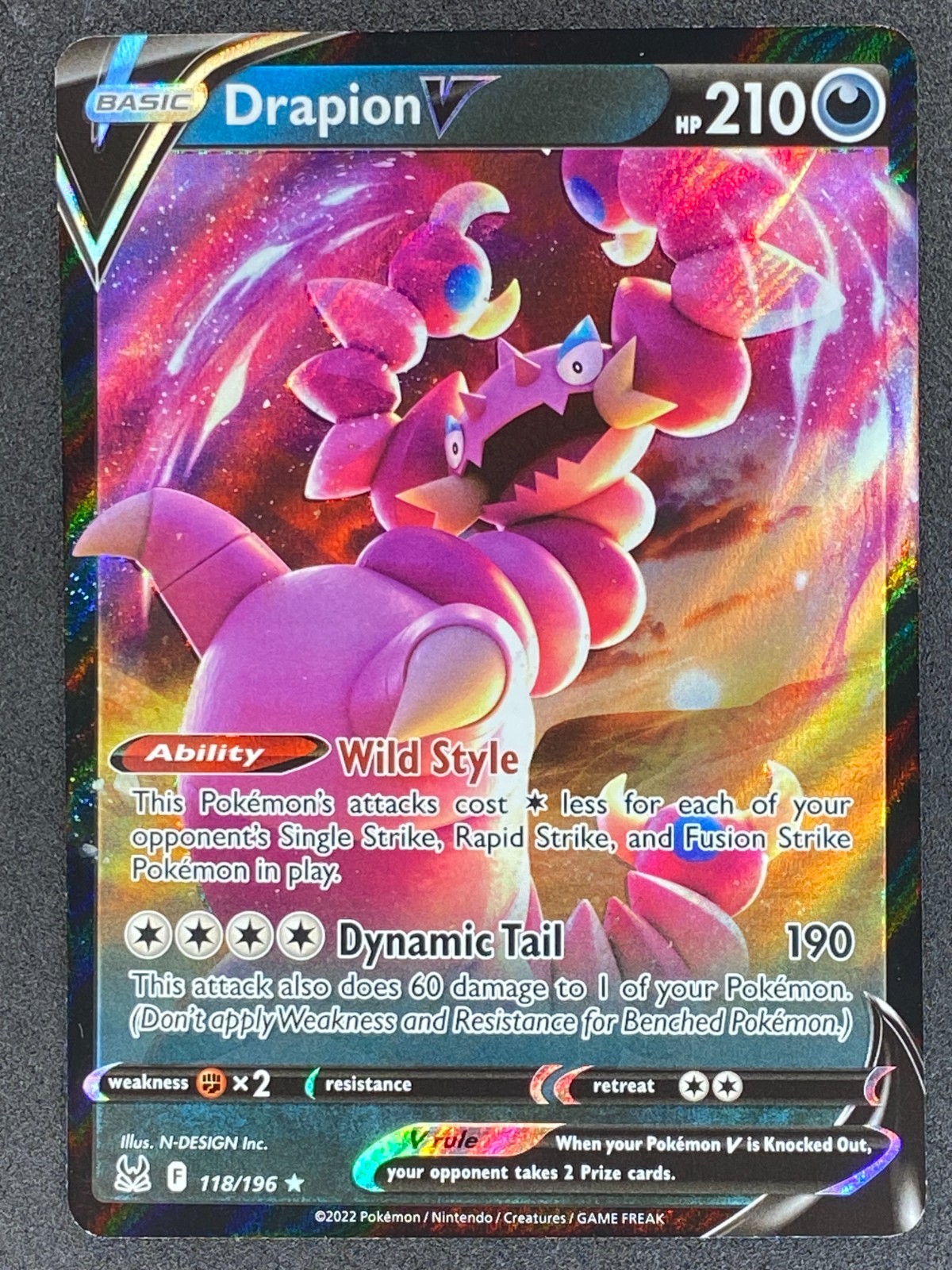 Pokémon Drapion V 118/196 LOR Lost Origin NM