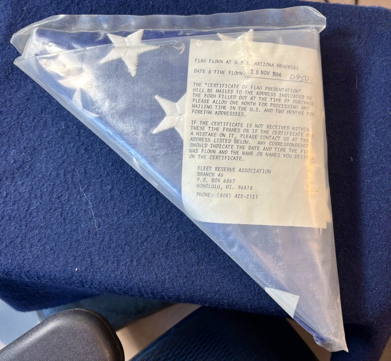 USA Flag flown at U.S.S. Arizona Memorial - November 19, 1984 #0950 Pearl Harbor