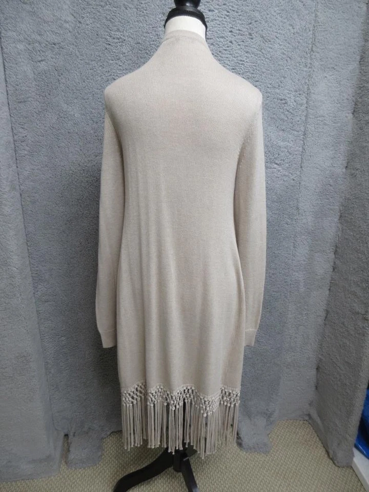 Suéter de la Casa Blanca Mercado Negro para Mujer Cárdigan Largo Pequeño Flecos Tejido Boho Foto 2 de 4