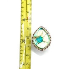 Sterling Silver Stone Ring Chunky Marquise Silver Statement Ring Lot GM