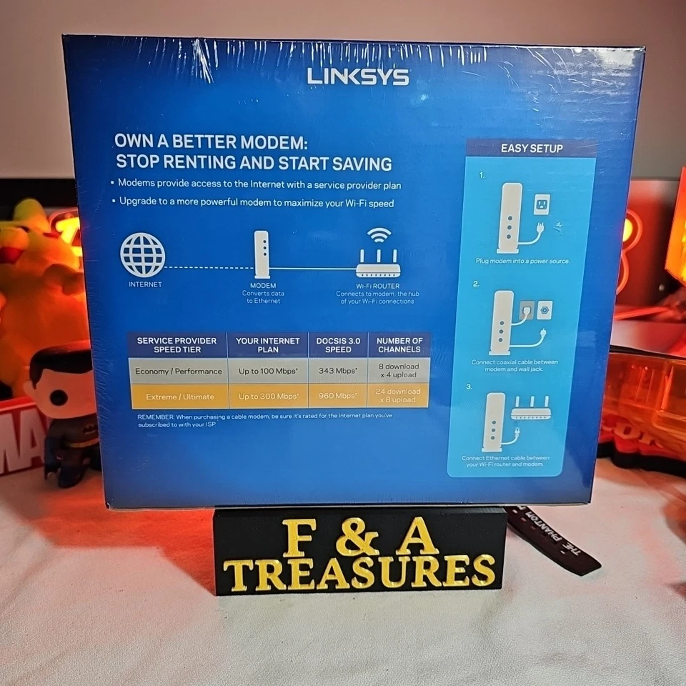 Linksys Modem DOCSIS 3.0 24x8 High Speed Cable Modem CM3024 960Mbps Black - Image 2 of 2