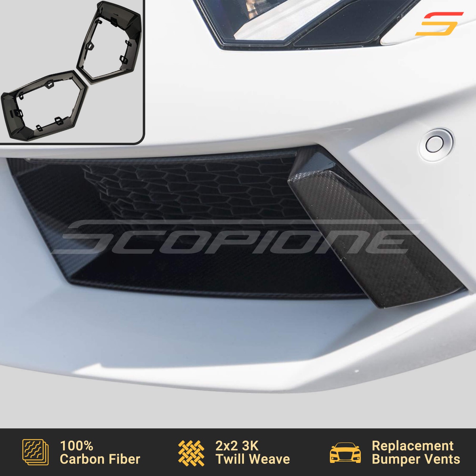 Scopione Carbon Fiber Front Bumper Air Vents for Lamborghini Aventador LP700-4