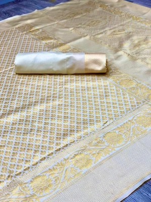 Indisch Hochzeit Saree Weich Lichi Seide Rot Cremefarben Jacquard Bollywood Sari