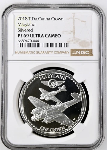2018 Tristan da Cunha Maryland Silvered Crown NGC PF 69 ULTRA CAMEO