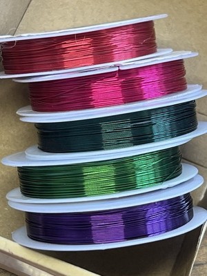 Anezus Jewelry Wire 5 Spool Lot Red Pink Green Teal Purple Craft Wire