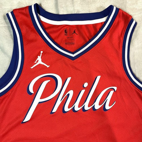 Jordan Philadelphia 76ers Size L NBA Statement Jersey Red Swingman Phila