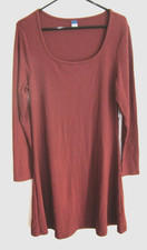 Old Navy Dress Chestnut Brown Ribbed Stretchy Long Sleeve Pullover Large NWT