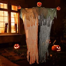 6 ' Light-up Hanging Pumpkin Ghost with Red Glowing Eyes Bendable Arms