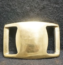 WI03104 AWESOME VINTAGE 1970s SMALL UNISEX FASHION SHINY SOLID BRASS BELT BUCKLE