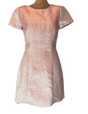 Express Dress Size 4 Metallic Shimmer Rose Gold Mini Sheath Exposed Back Zipper