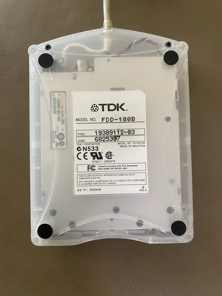 TDK FDD-100b 3,5» внешний USB компьютер флоппи-дисковод прозрачный Бесплатная доставка - Изображение 2 из 2