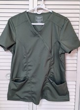 Cherokee Authentic Workwear Revolution Scrub Top Olive Green Size M