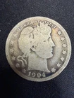 1904 Barber Quarter Dollar 90% Silver US Mint Circulated Vintage Coin #2284