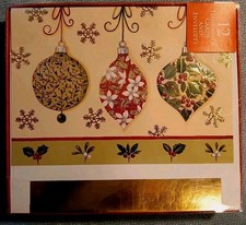 12 Handmade Holiday Greeting Cards Ornament Design Gold Foil Envelopes Brand New
