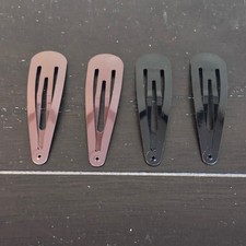 Vintage Goody Contour Snap Hair Clips Set of 4 2 Black 2 Brown Metal