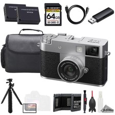 FUJIFILM X half Compact Digital Camera Silver   64GB  Extra Batt - Value Kit