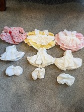 Vtg Doll Clothing Lot 9 Pc Dresses/Bloomers/ Pinafores 5  Girl Doll