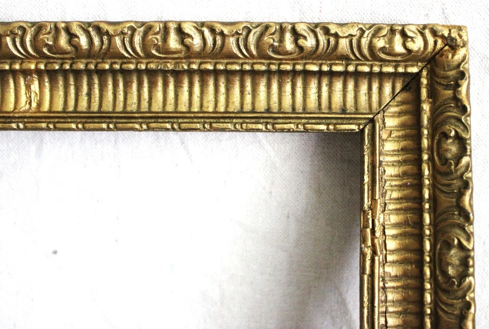 ARTESANATO ANTIGO SERVE PARA MOLDURA DE MADEIRA 7 X 10 ORNAMENTADA OURO DOURADO RELEVO PROFUNDO - Imagem 3 de 4