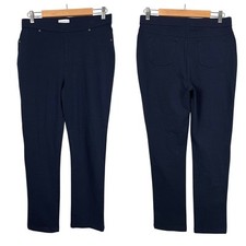 SUSAN GRAVER Women's M Navy Blue Pull On Stretch Comfy Lounge Minimalist Pants