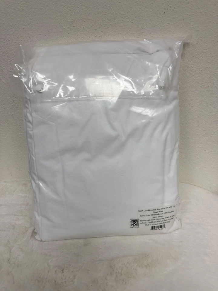 Funda nórdica Matouk Luca Hemstitch 500 TC algodón percal KING blanca Foto 2 de 4