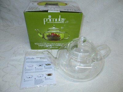 Primula Daisy Glass Teapot 40 oz. With Loose Leaf Tea Infuser New