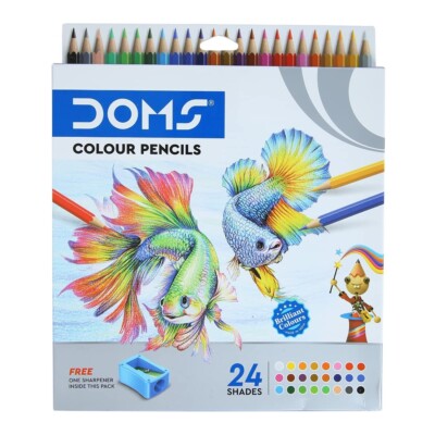DOMS 24 Shades Color Pencils|Hexagonal Shaped Body For Comfortable Grip