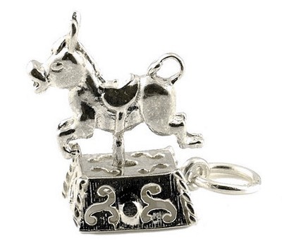 STERLING SILVER MOVING 6 PENNY DONKEY RIDE CHARM   