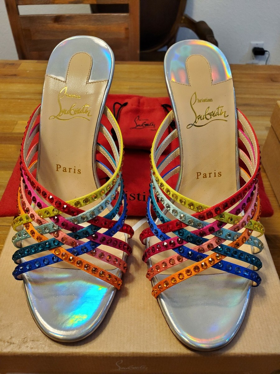 Christian Louboutin レインボー サンダル　37 Rare - Christian Louboutin Marthastrass 100 Crystal Heel Mule