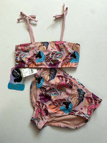 Afro Unicorn Two-Piece Pink Bikini Swimsuit Size Medium (8) NWT