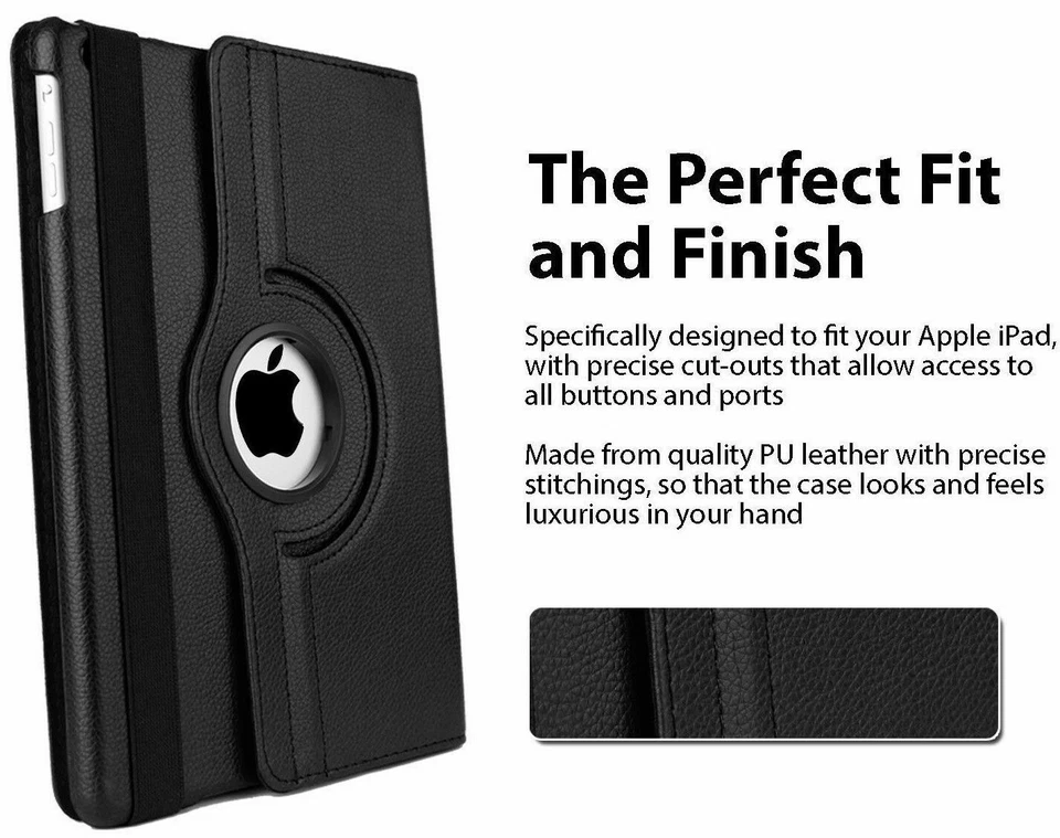 Leather 360 Rotating Smart Case Cover Apple iPad Air 2 Pro 10.5 / 9.7 Air 10.2 - Image 4 of 4