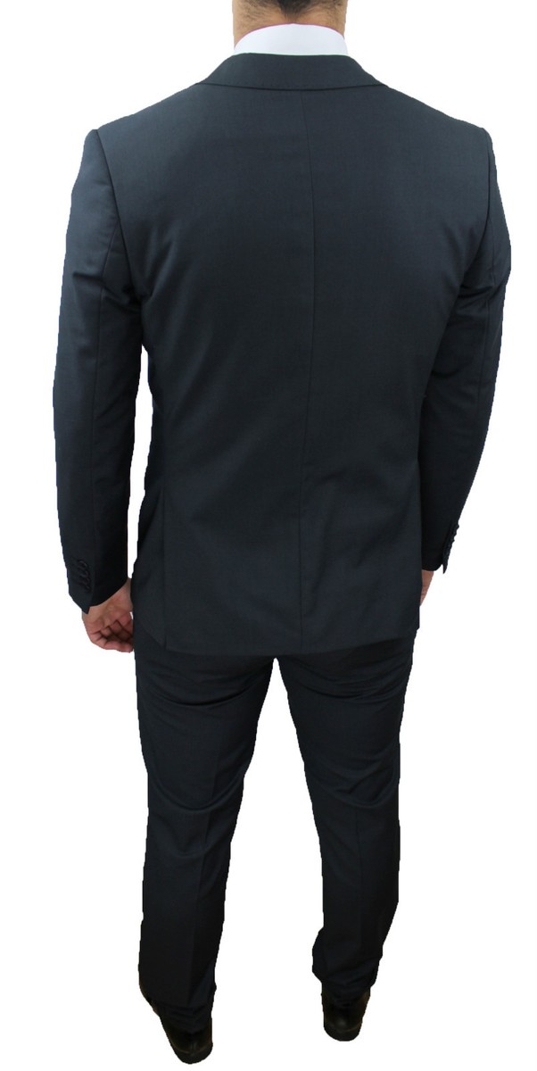 Abito Completo Uomo Sartoriale Slim Fit Vestito Formale Elegante Cerimonia (44, Blu - Foto 12