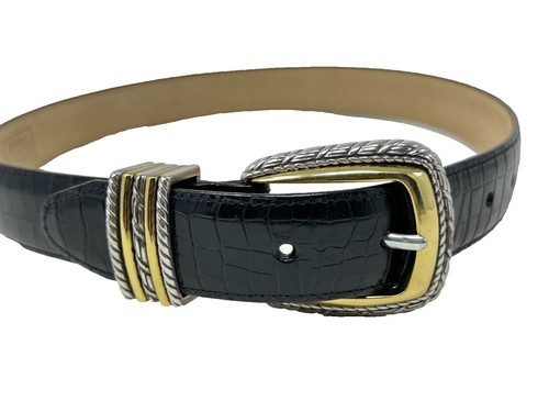 Medium Brighton Classic Brown Croc Leather Mixed Metal Belt Women\'s Medium Brighton Classic Brown Croc Leather Mixed Metal Belt  main image 3
