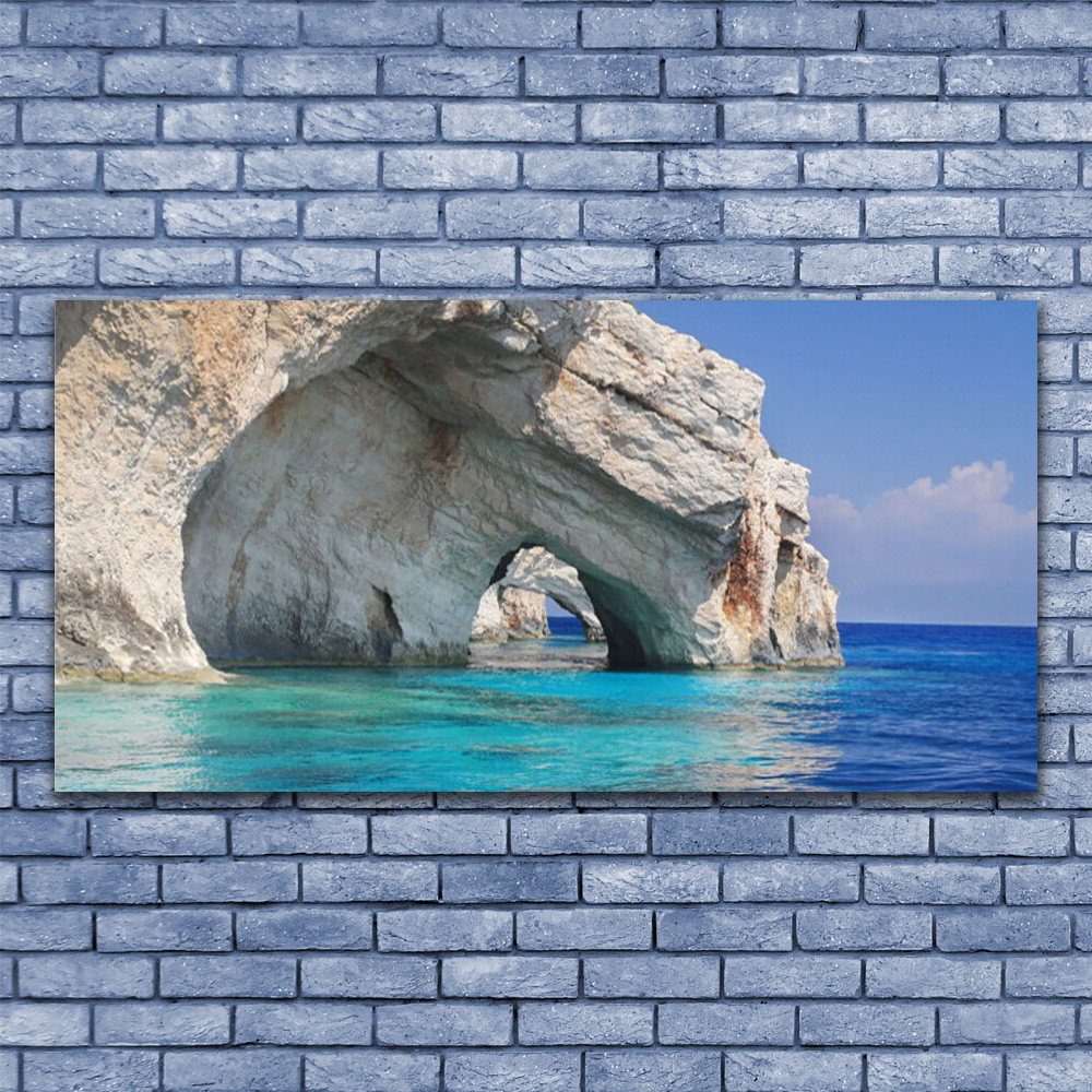 Impression sur verre paysage marin 140x70 cm pour grand salon lumineux