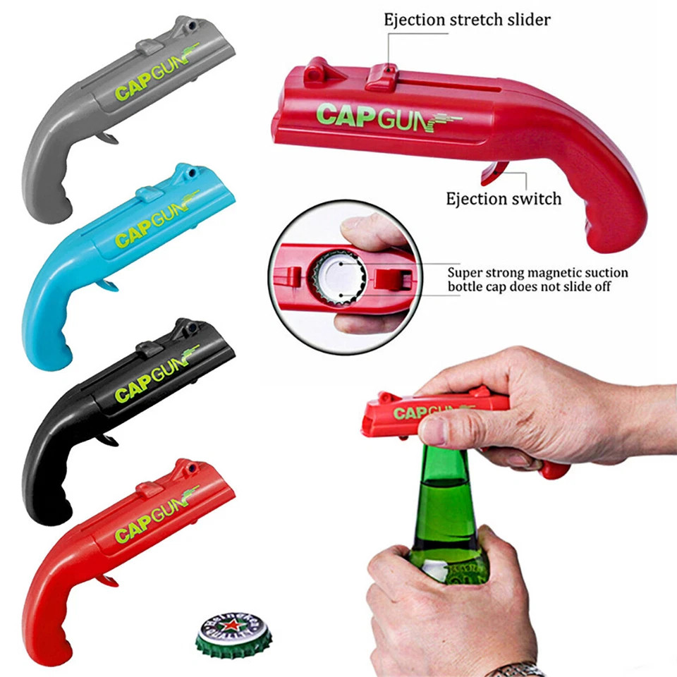 4PCS Gun Beer Bottle Opener Launcher Drinking Game Cap Plastic Shooter Fun Party - image 3 of 4