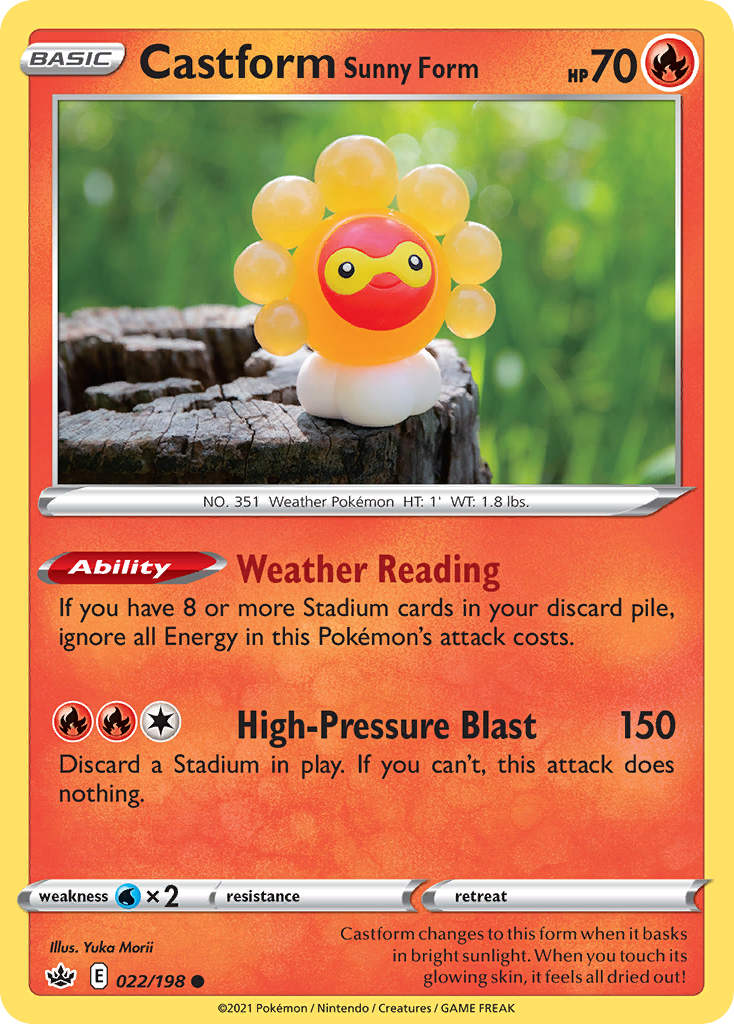 【Sunny Blessing】 Castform Sunny Form 22/198 Common | Chilling Reign | Pokemon Card