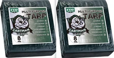 CARTMAN 2 Pack Finished Size 8x10 Feet Waterproof Green Poly Tarp 8 Mil Thick