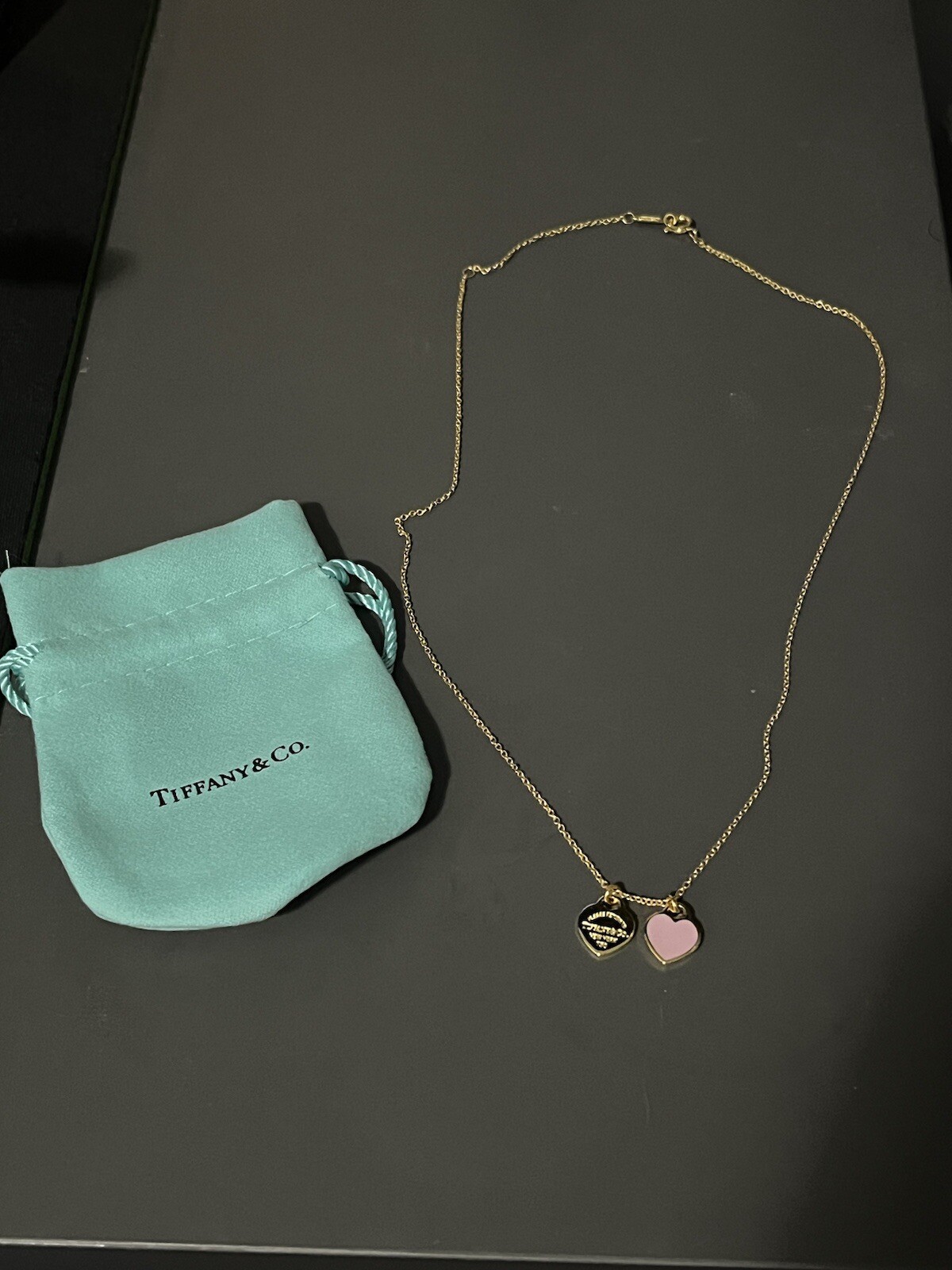 Tiffany & Co. Return to Tiffany 18K Yellow Gold Double Heart Tag Necklace