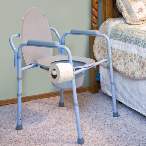 Carex 3-In-1 Folding Bedside Commode - Porta Potty for Adults - Portable Toilet - Picture 8 of 12