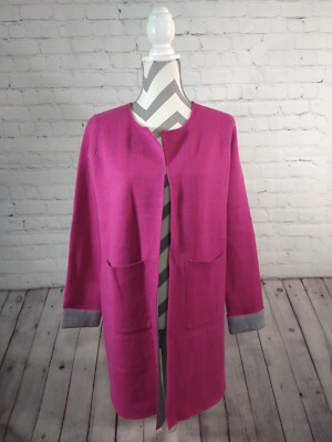 Women's OLIVER by ESCIO / ANTHROPOLOGIE mulberry & gray ANGORA cardigan - sz MED