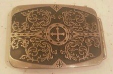 Vintage Silver And Black Belt Buckle