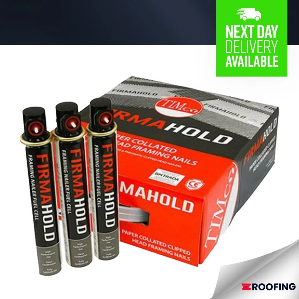 Timco 2.8 x 5.0mm Galvanised Collated Clipped Head Nails & Fuel Cells - 3300PCS