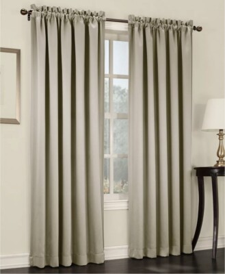 New Sun Zero Grant Solid Room Darkening 54'' x 63'' Curtain Rod Pocket Panel Stone