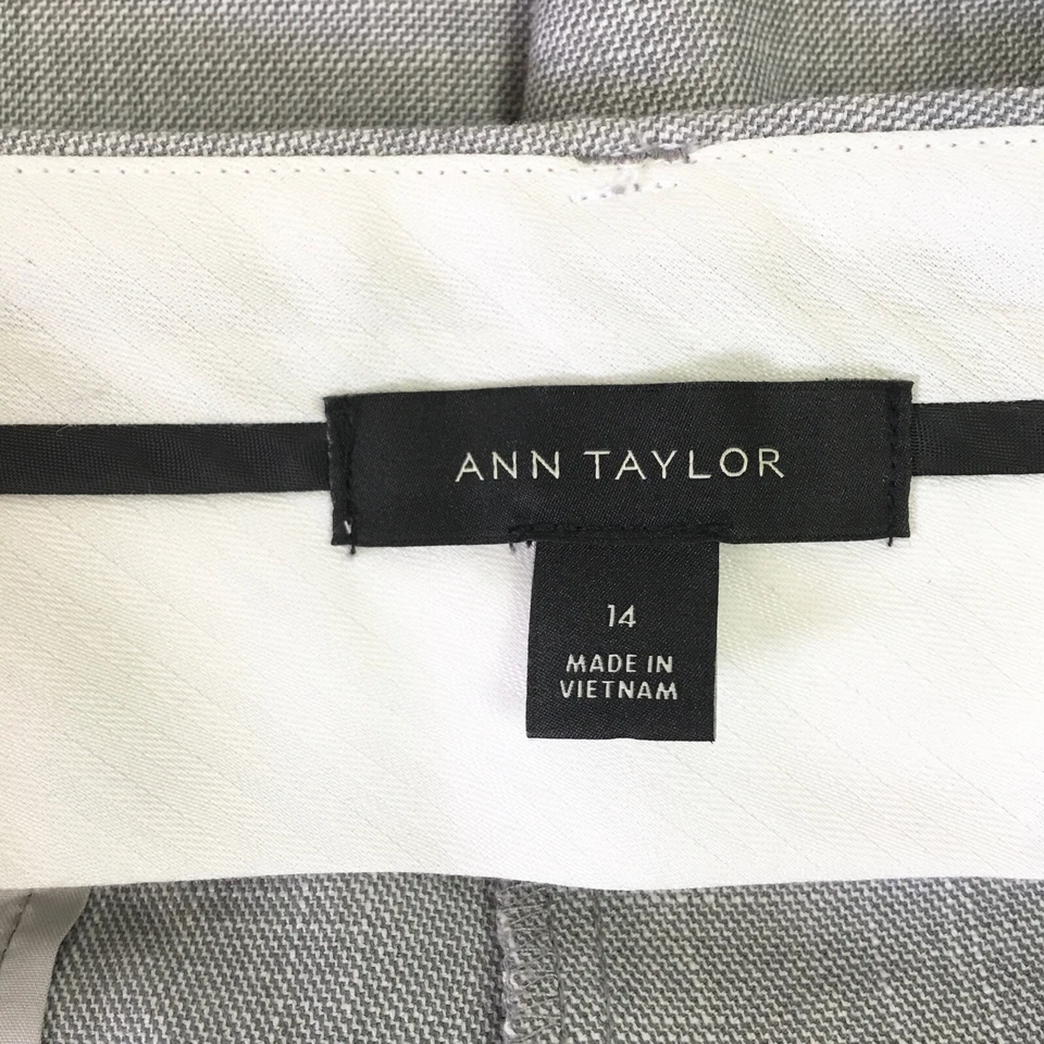 Pantalón Ann Taylor Mujer 14 Pierna Ancha Recortado Cinturón Gris Plisado Recortado Carrera Foto 3 de 4