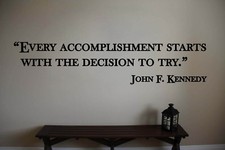 John F. Kennedy Inspirational Classroom Quote Vinyl Wall Sticker Decal (a)