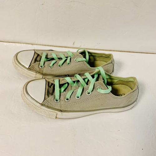 Zapatillas Converse All Star Para Mujer Talla 4 Blanco Gris Zapatos Cordones Verdes - Imagen 4 de 13
