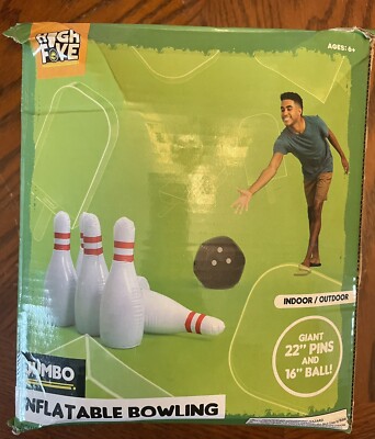 High Five Jumbo Inflatable Bowling Set Indoor/Outdoor 22'' Pins 18'' Ball 7 Pc Set