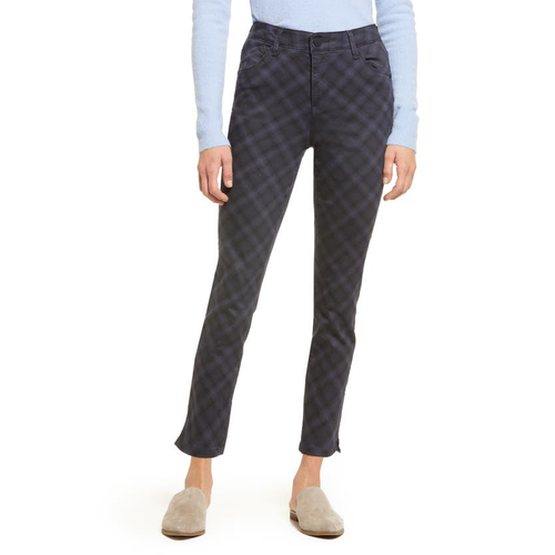 Plaid High Waist Ankle Skinny Pants 